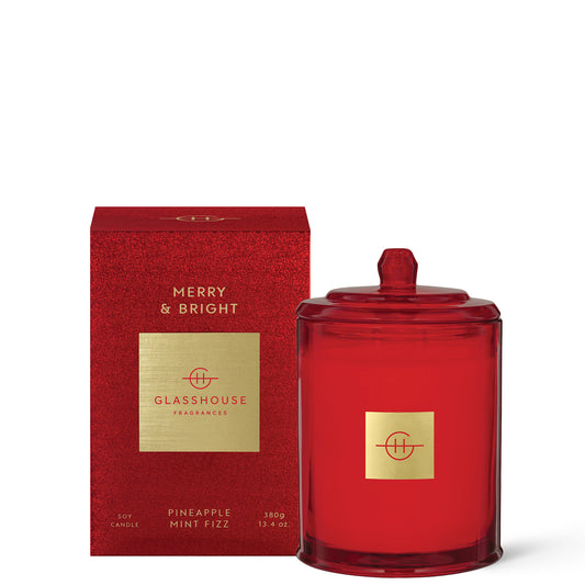 Glasshouse Christmas Merry and Bright Candle 380g