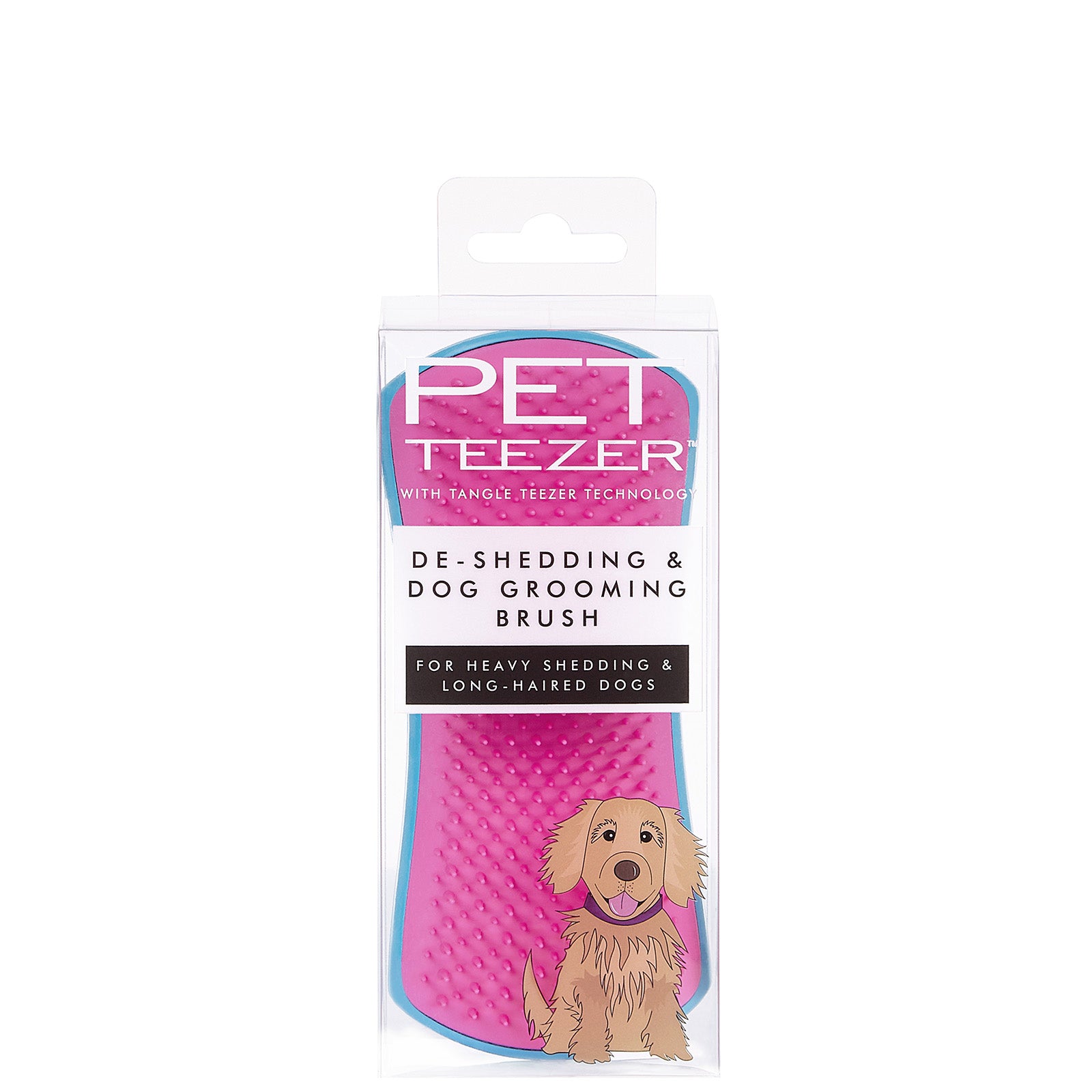 Tangle Teezer Pet Teezer De-Shedding Dog Grooming Brush - Blue and Pink