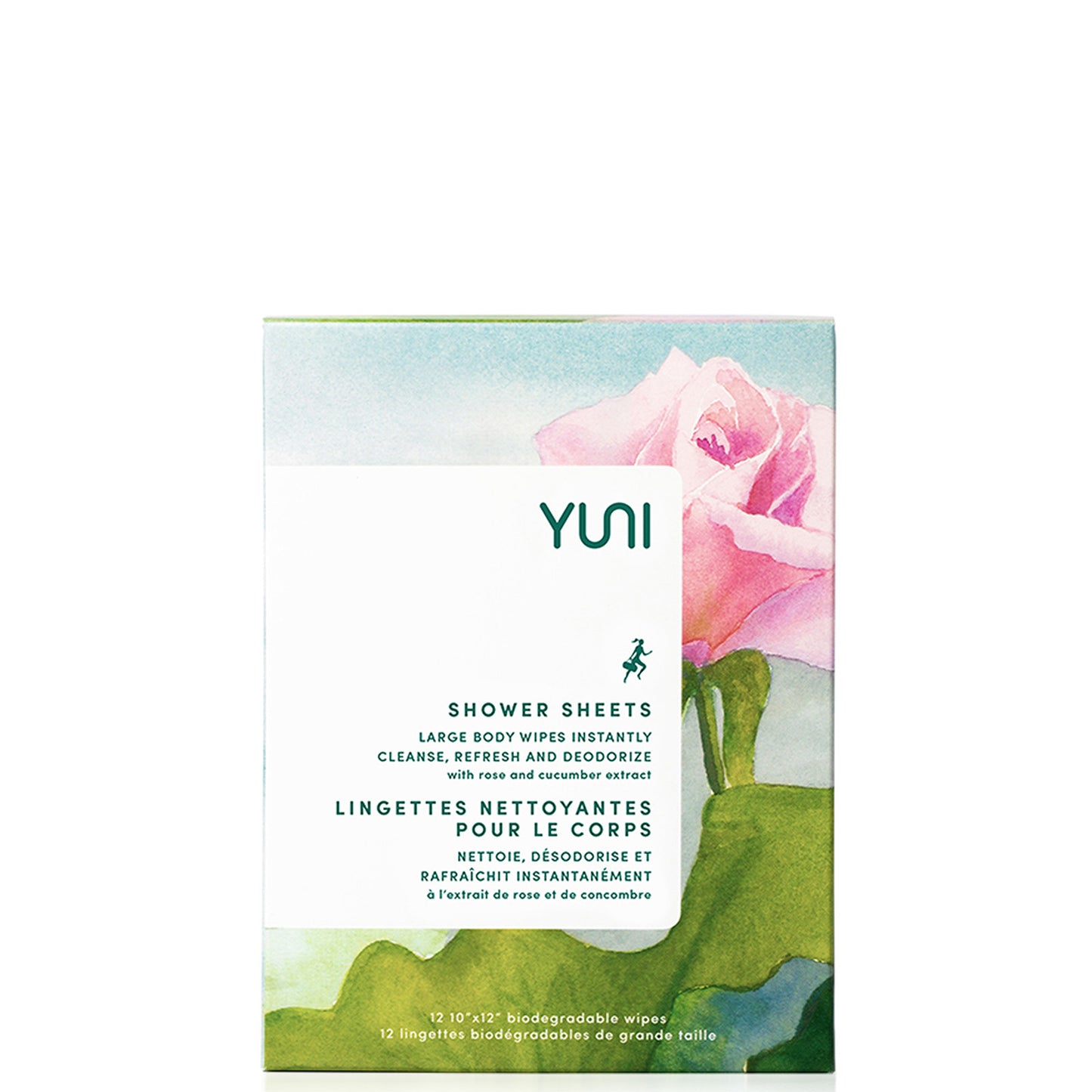 Yuni Beauty Shower Sheets with Rose and Cucumber Extract (12 Wipes)