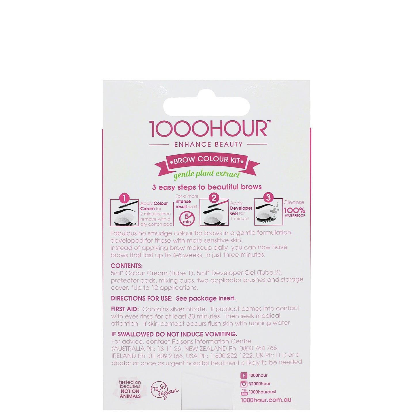 1000 Hour Eyelash & Brow Plant Extract Dye Kit - Dark Brown