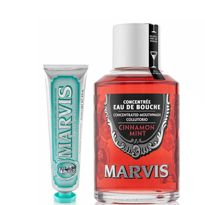 Marvis Cinnamon Mint Toothpaste and Mouthwash Bundle