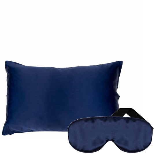 The Goodnight Co. Silk Sleep Mask and Queen Size Pillowcase - Navy