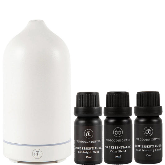 The Goodnight Co. Ceramic Diffuser and Essential Oil Trio - Black