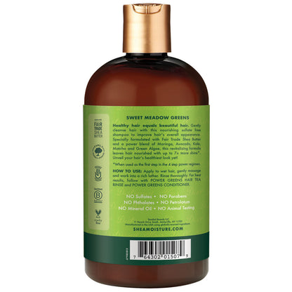 3X Shea Moisture 384ml Shampoo Power greens Moisturize And Nourish Moringa And Avocado With Kale Matcha And green Algae - 384ml