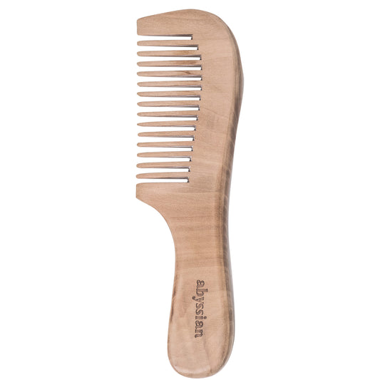 Abyssian Peach Wood Comb With Wide Tooth and Handle