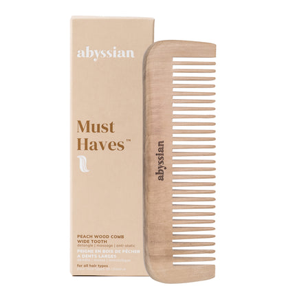 Abyssian Peach Wood Comb With Wide Tooth