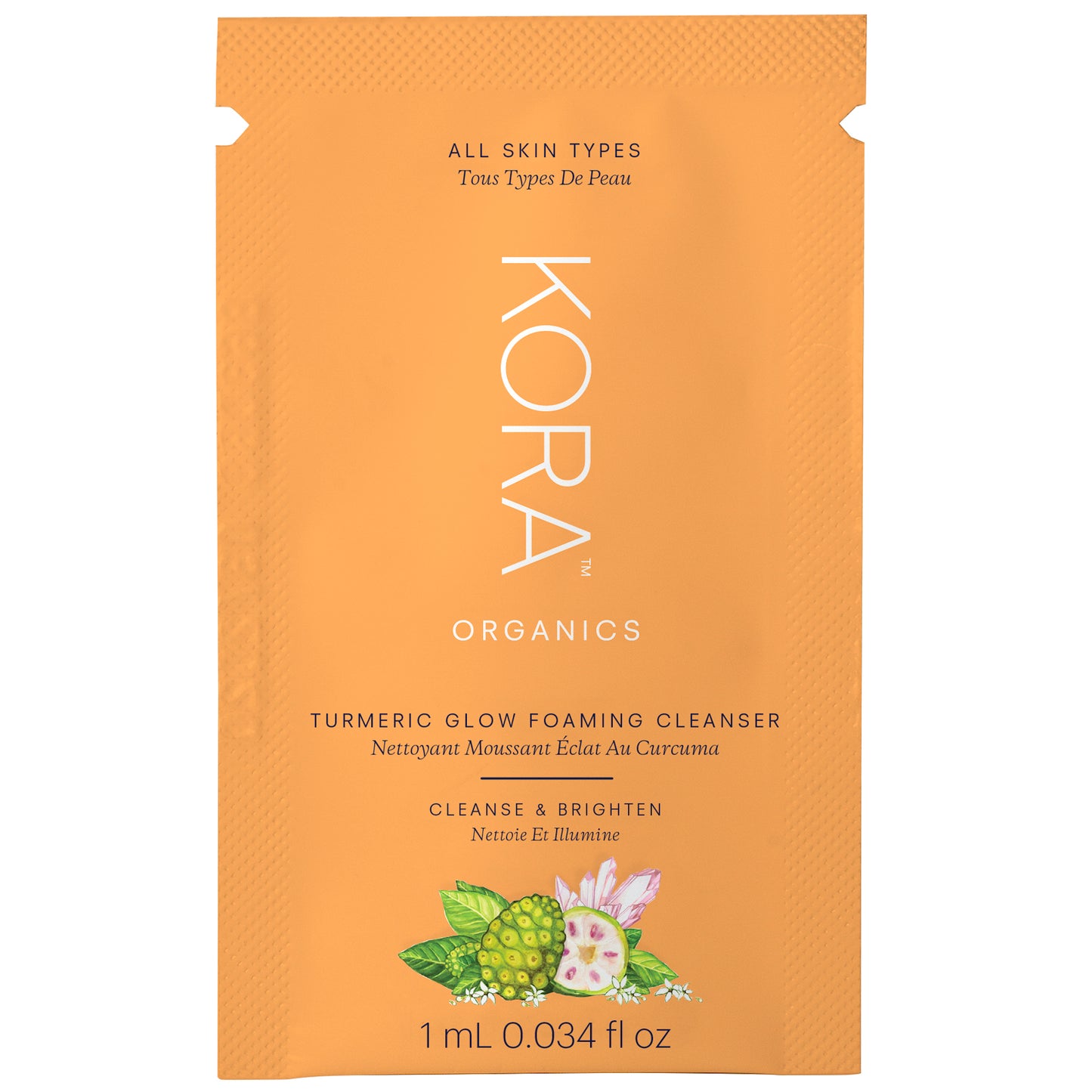 KORA Organics Turmeric Glow Foaming Cleanser Sachet Sample 1ml