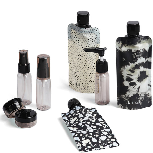 Kitsch 11Pc Travel Bottle Set - Black