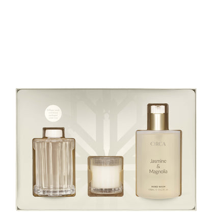 CIRCA Jasmine and Magnolia 60g Candle, Diffuser and Hand Wash Fragrance Set