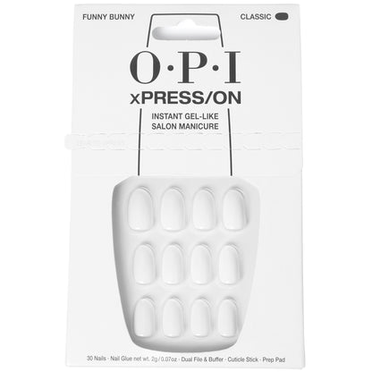 OPI xPRESS/ON White Press On Nails Gel-Like Salon Manicure - Funny Bunny