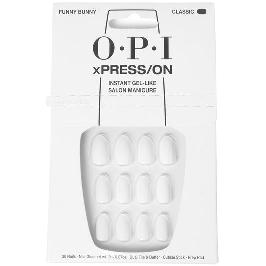 OPI xPRESS/ON White Press On Nails Gel-Like Salon Manicure - Funny Bunny