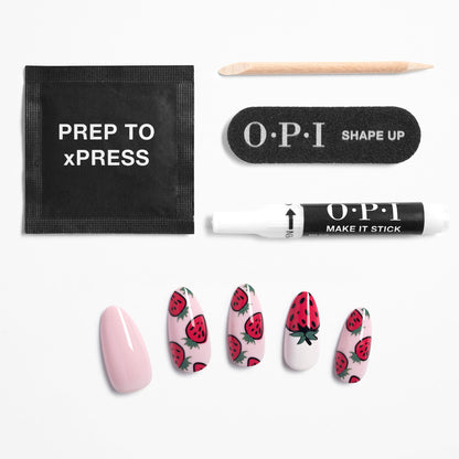 OPI xPRESS/ON - Tastes Like Strawberries Press On Nails Gel-Like Salon Manicure