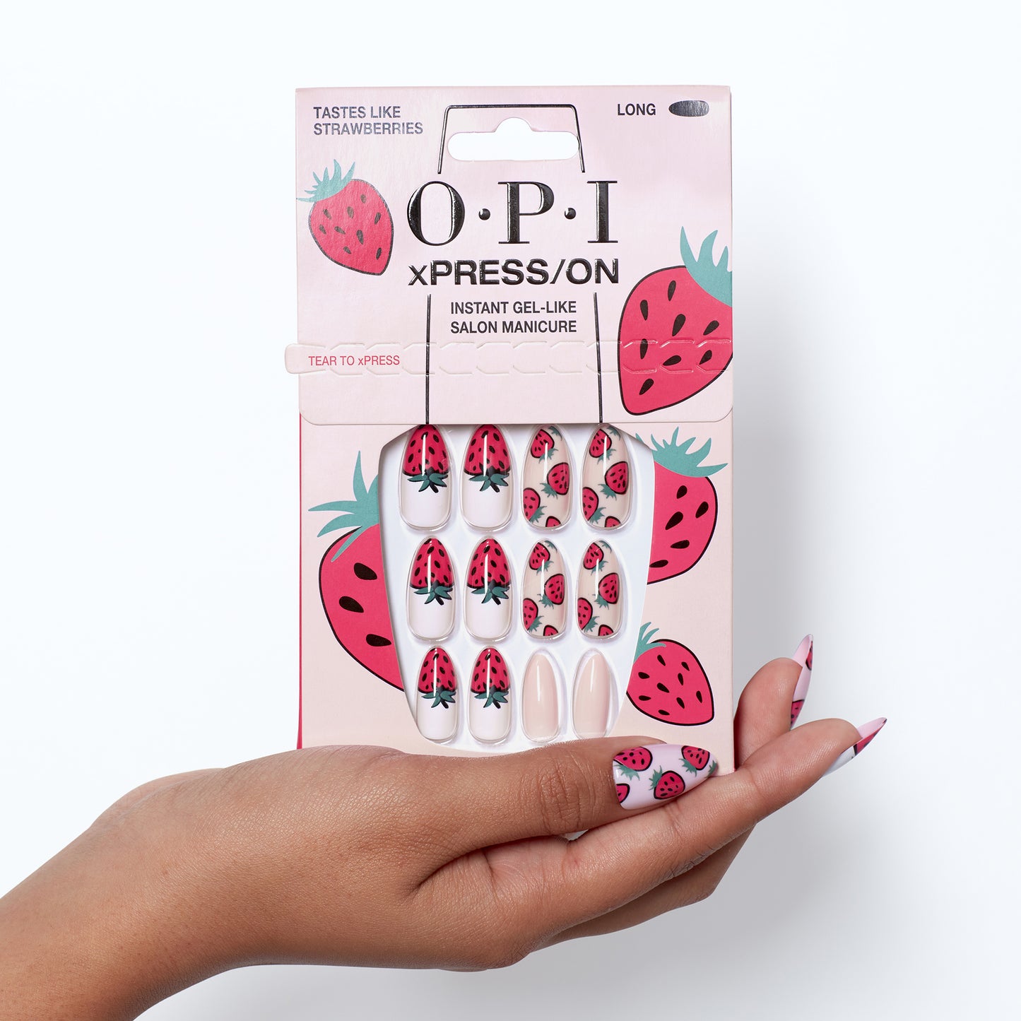 OPI xPRESS/ON - Tastes Like Strawberries Press On Nails Gel-Like Salon Manicure