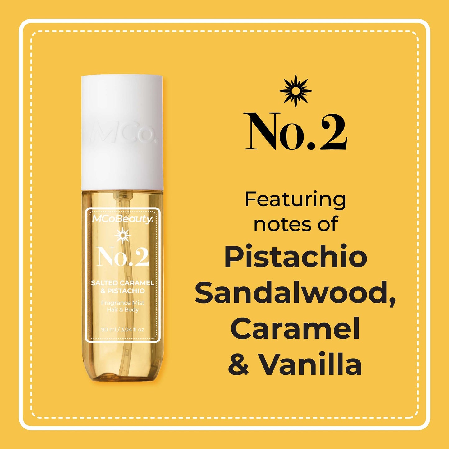 MCoBeauty Fragrance Mist Hair & Body 90ml - No.2 Salted Caramel & Pistachio