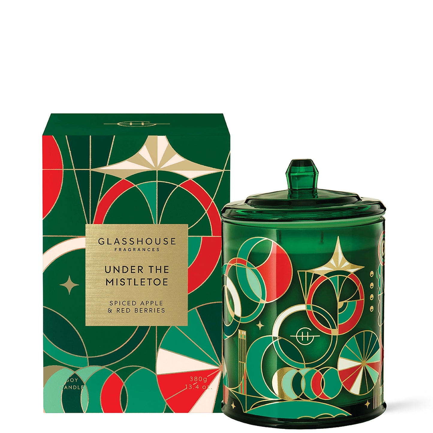 Glasshouse Fragrances Christmas 380g Candle - Under The Mistletoe