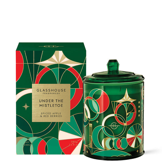 Glasshouse Fragrances Christmas 380g Candle - Under The Mistletoe