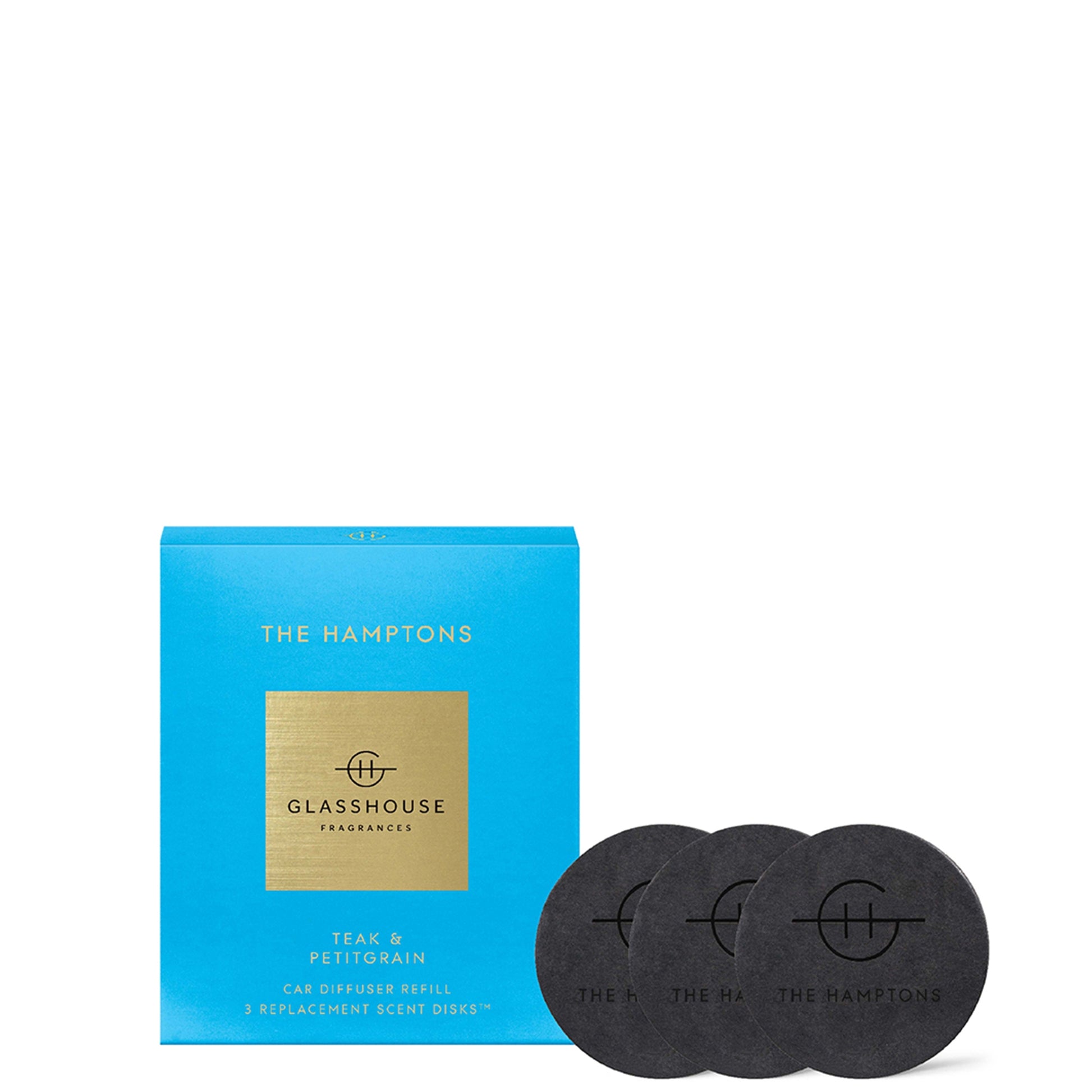 Glasshouse Fragrances 3 Replacement Scent Disks for Car Diffuser - The Hamptons