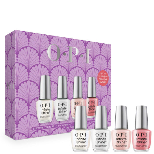 OPI Infinite Shine Quad Gift Set - Shimmer Takes All Funny Bunny Bubble Bath and At Strong Last