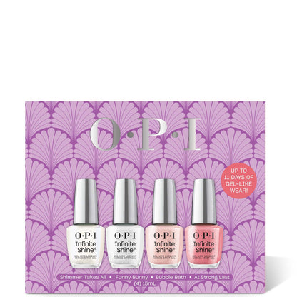 OPI Infinite Shine Quad Gift Set - Shimmer Takes All Funny Bunny Bubble Bath and At Strong Last