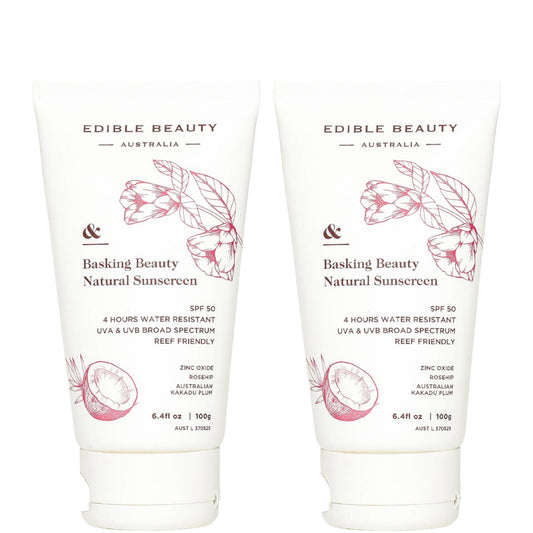 Edible Beauty Basking Beauty Natural Sunscreen SPF50+ Duo (2 x 100g)