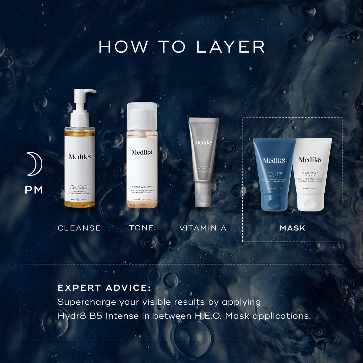 Medik8 H.E.O. Mask (2 x 50ml) - Layering Guide