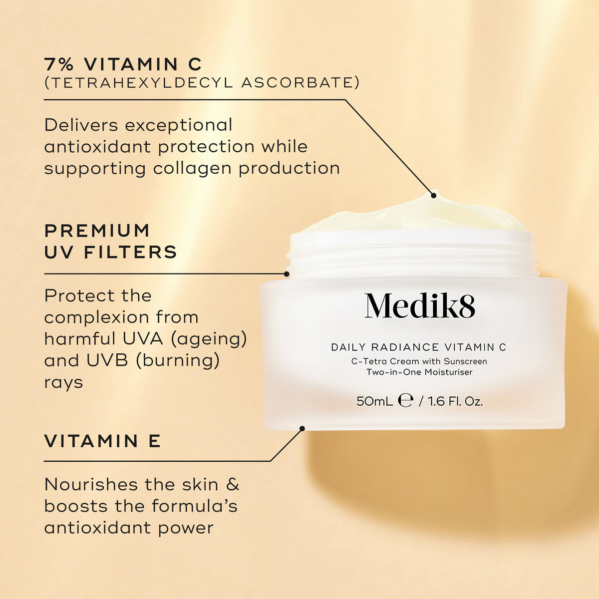 Medik8 Daily Radiance Vitamin C Moisturiser 50ml - Ingredients