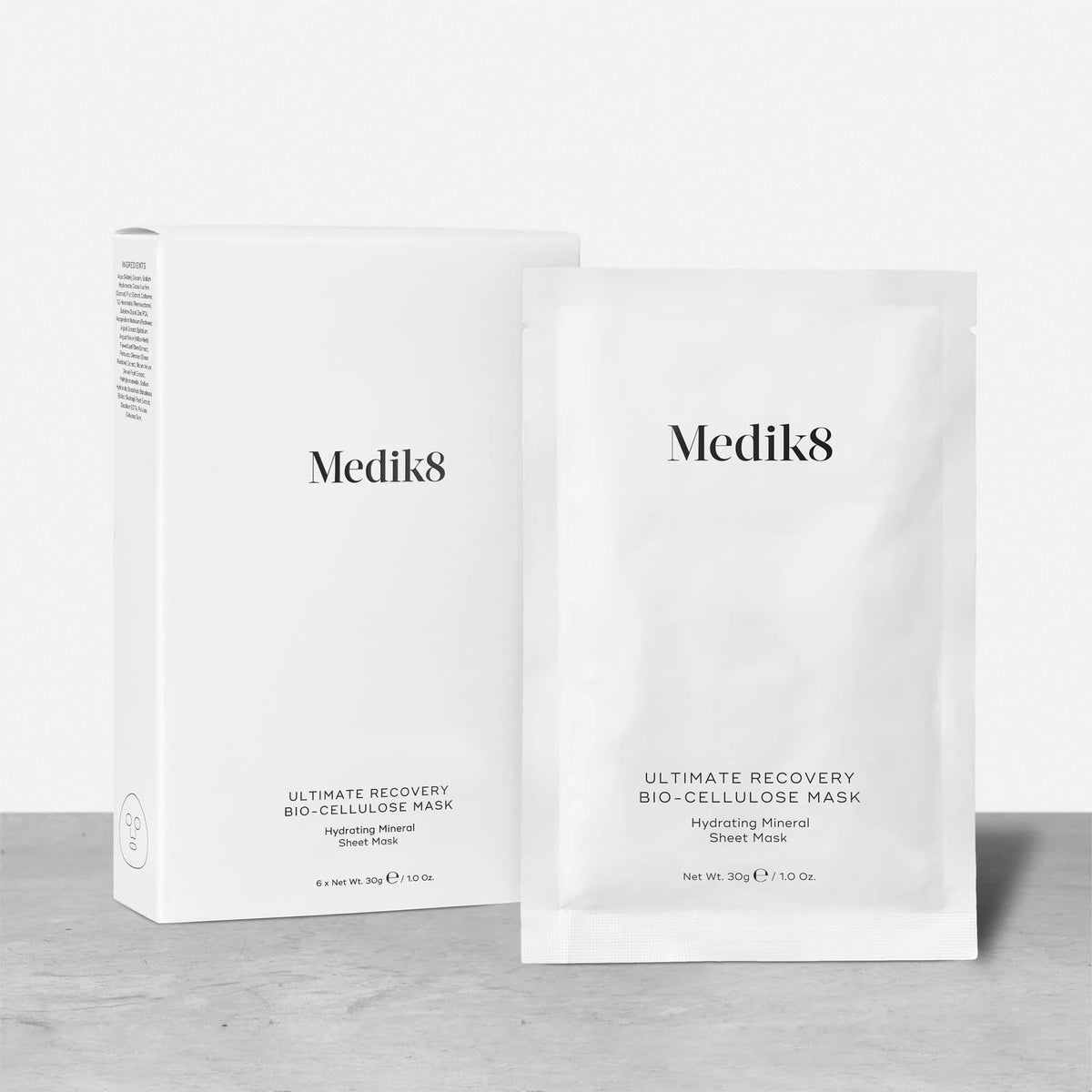 Medik8 Ultimate Recovery Bio-Cellulose Mask (6 Pack) - Product and Carton