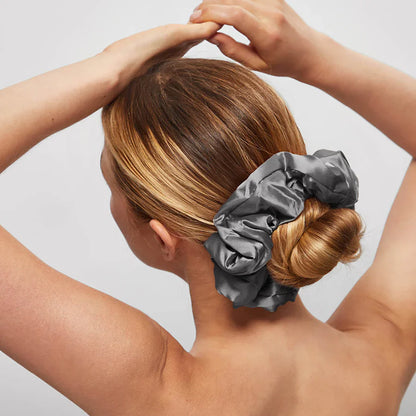 Kitsch Satin Pillow Scrunchies 2pc Set - Charcoal & Gold
