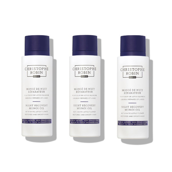 Christophe Robin Night Recovery Monoï Oil With White Lotus Flower 150ml x3
