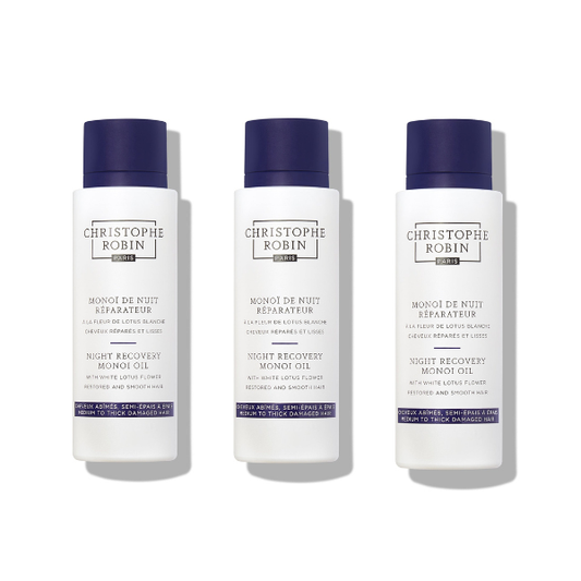 Christophe Robin Night Recovery Monoï Oil With White Lotus Flower 150ml x3