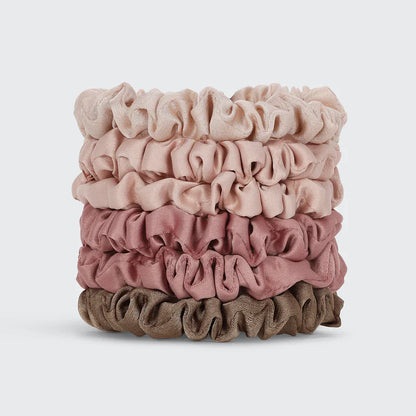 Kitsch Ruched Satin Petite Scrunchies 6pc Set - Terracotta