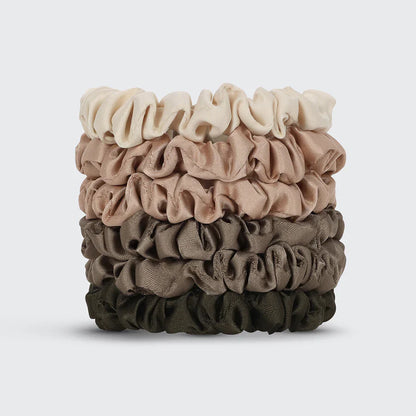 Kitsch Ruched Satin Petite Scrunchies 6pc Set - Eucalyptus