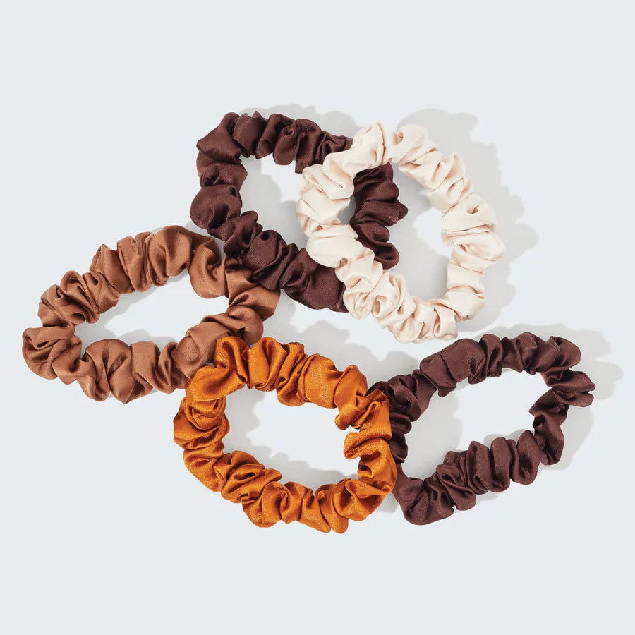 Kitsch Ruched Satin Scrunchies 5pc Set - Sedona