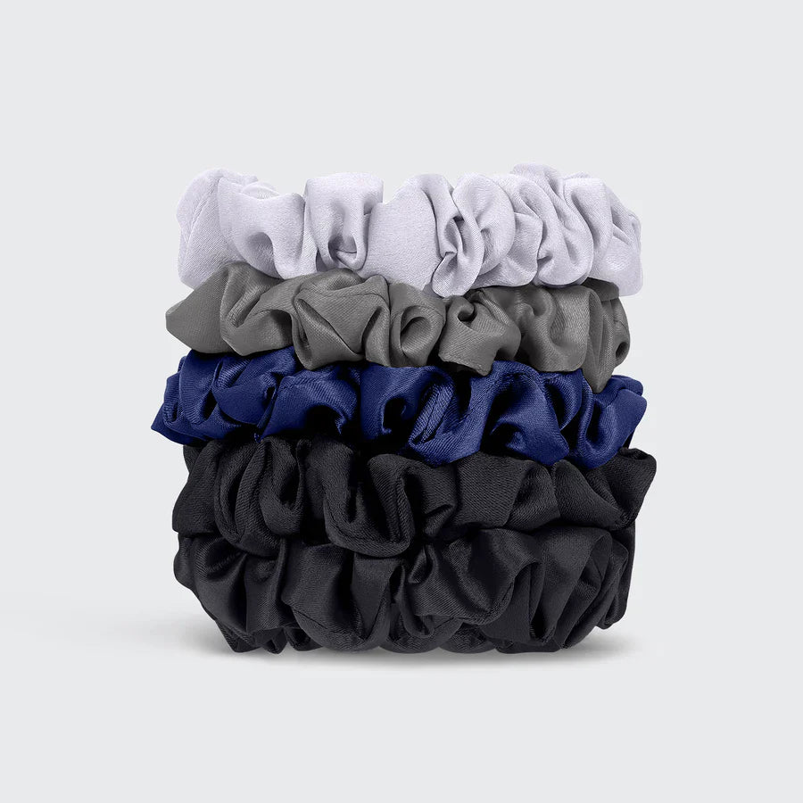 Kitsch Ruched Satin Scrunchies 5pc Set- Midnight