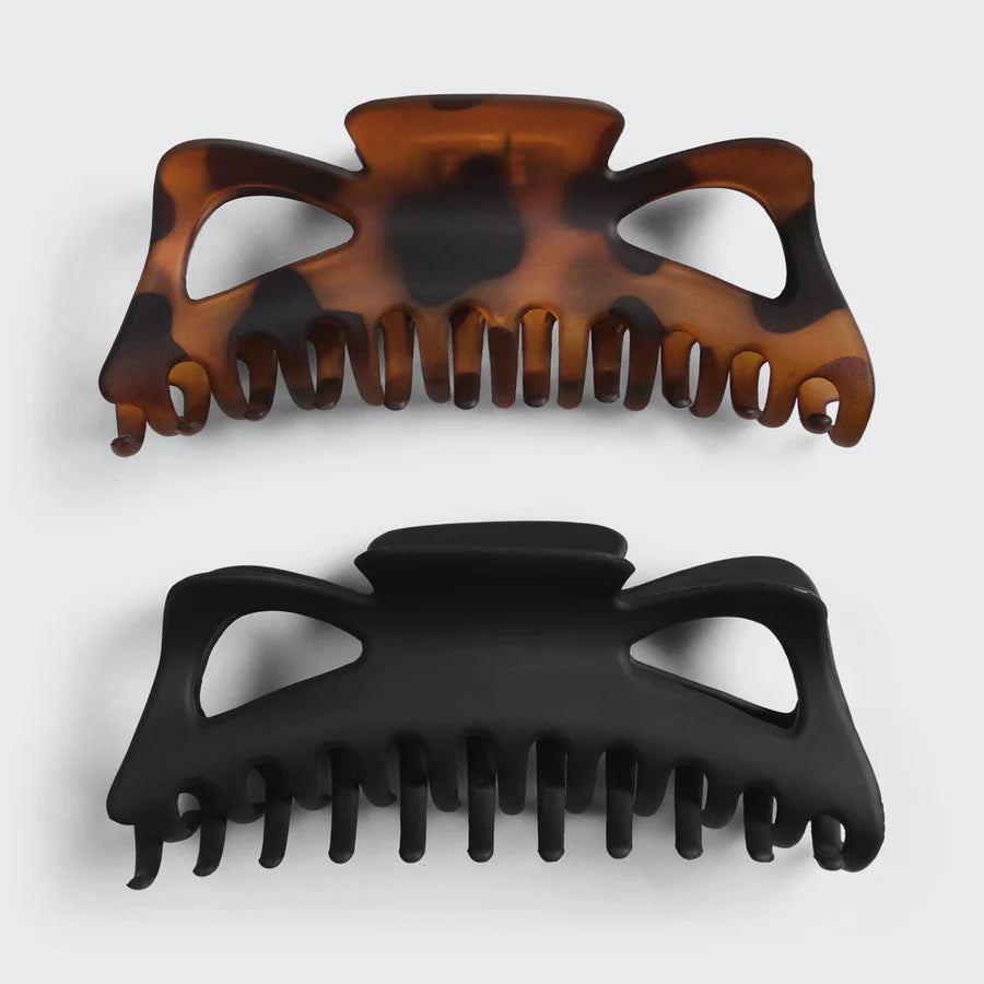 Kitsch Recycled Plastic Classic Claw Clips Jumbo 2pc Set - Black & Tort
