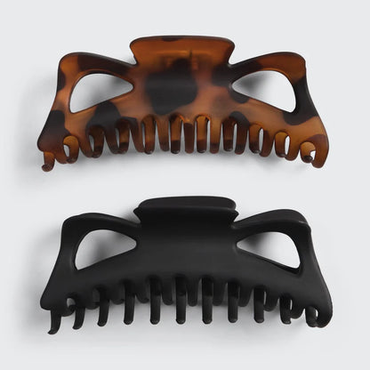Kitsch Recycled Plastic Classic Claw Clips Jumbo 2pc Set - Black & Tort