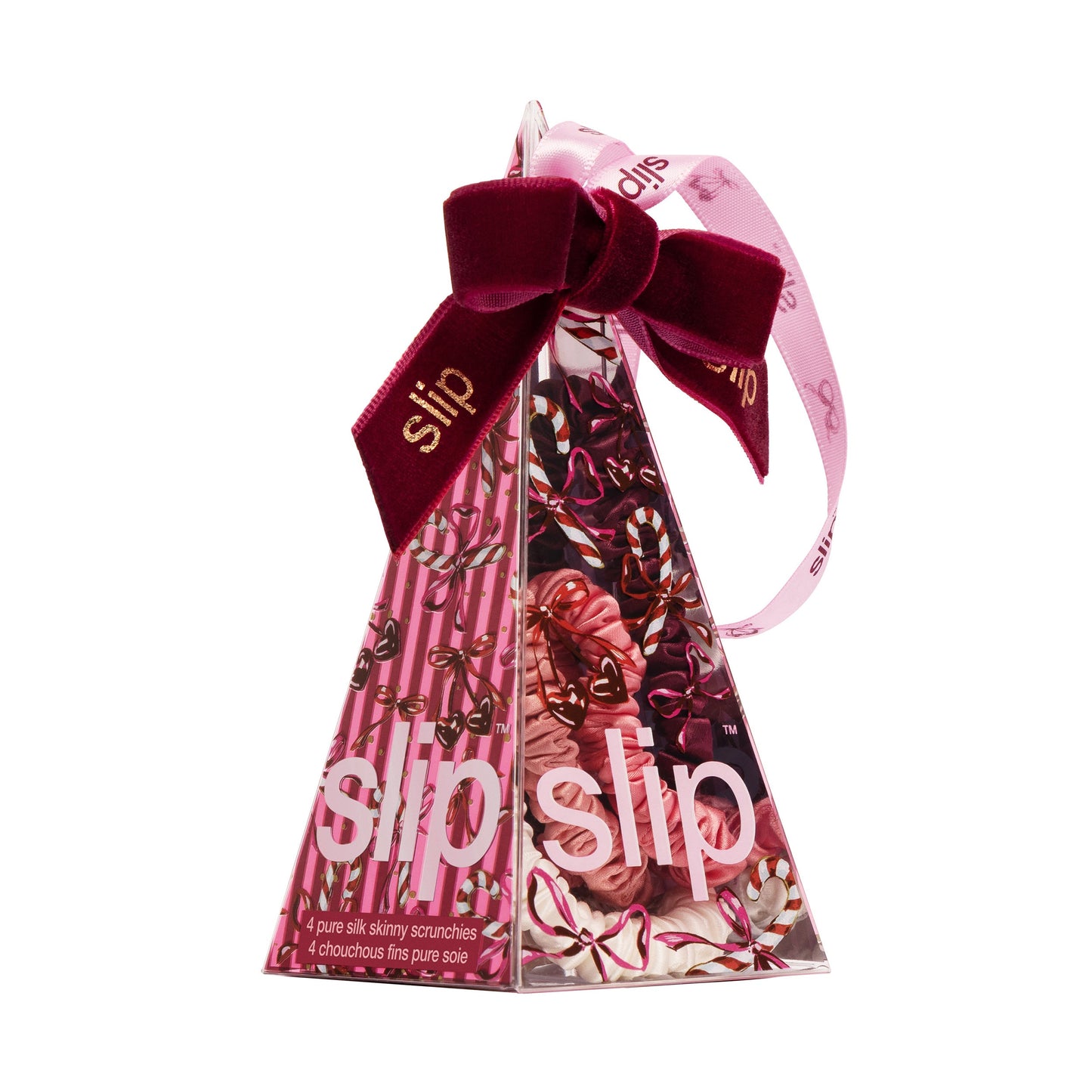 Slip Pure Silk Skinny Scrunchie Ornament - Candy Cane