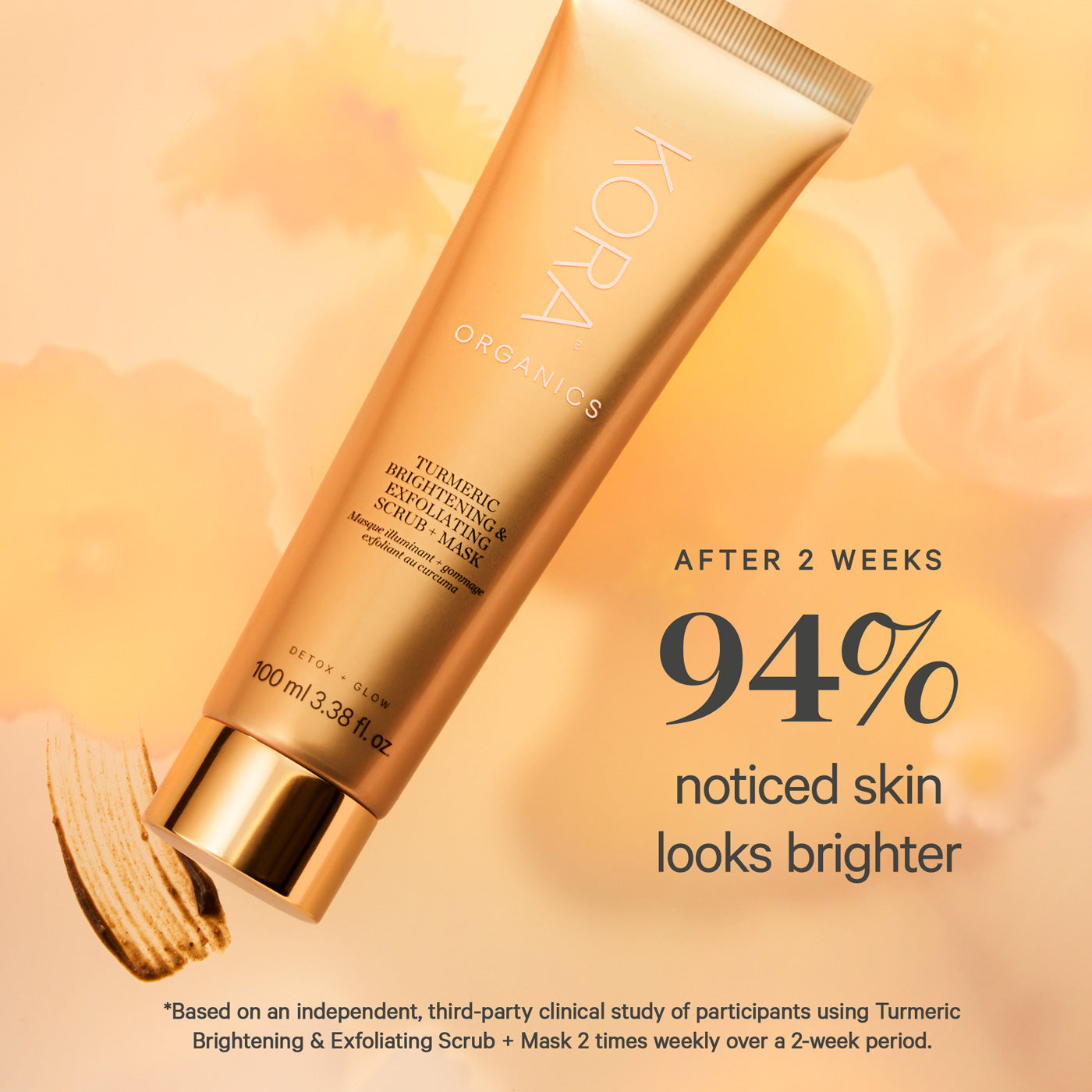KORA Organics Turmeric 2-in-1 Brightening and Exfoliating Mask 100ml