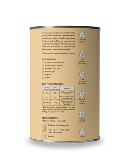 Nutra Organics Clean Plant Protein Vanilla 500g