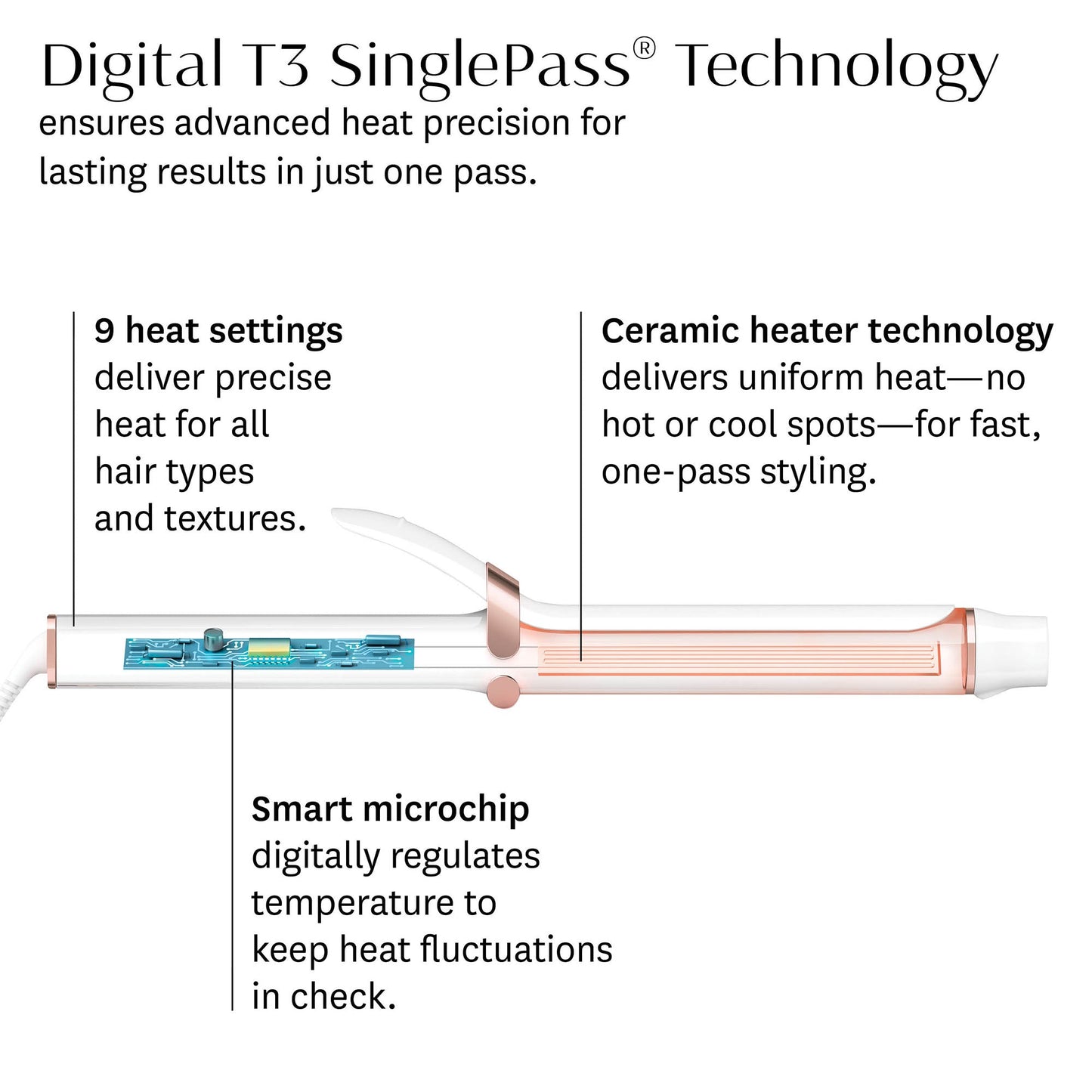 T3 SinglePass Curl X Ceramic Curling Iron 32mm