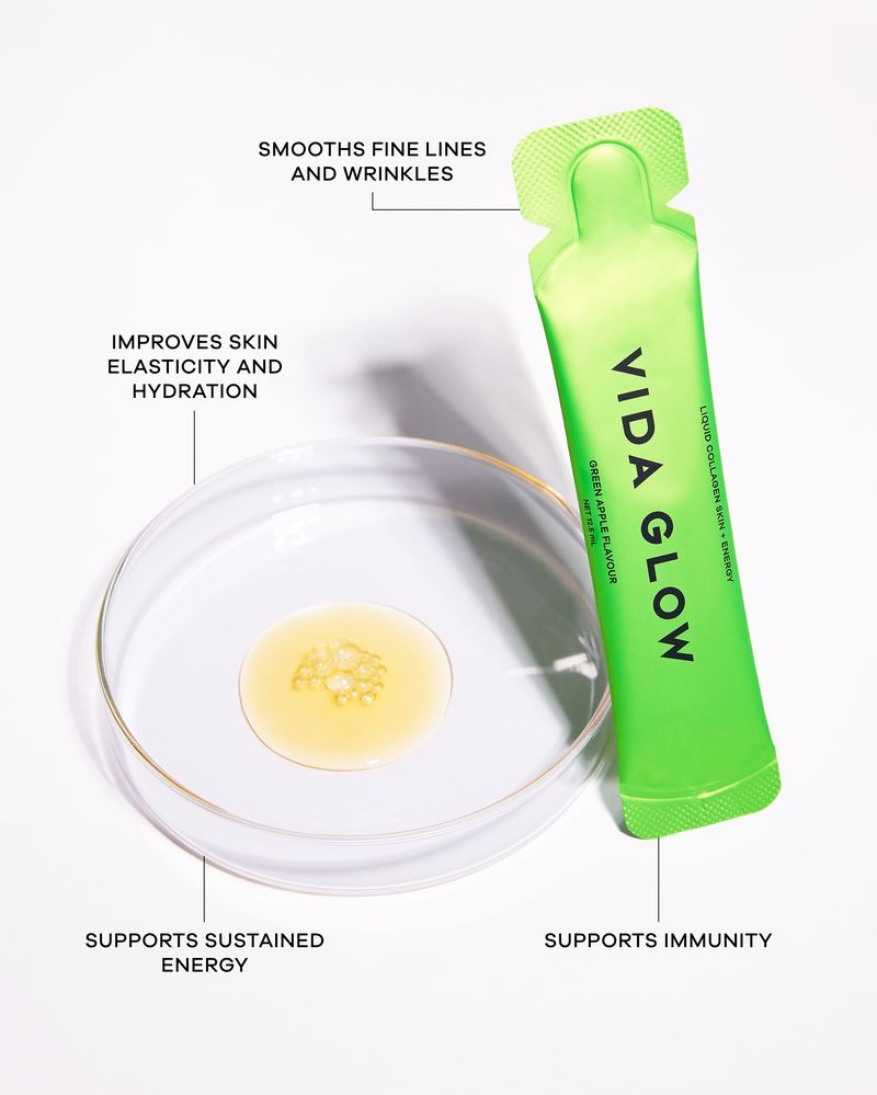 Vida Glow Liquid Collagen Skin + Energy - Green Apple 15 x 12.5ml Sachets