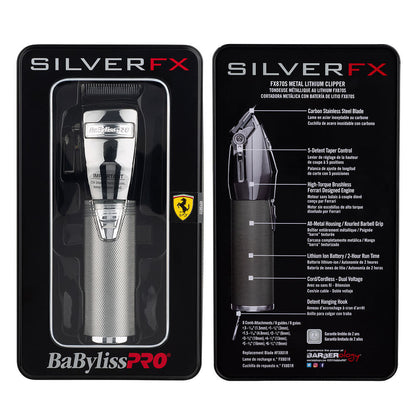 BaBylissPRO BaBylissPRO Silver FX Lithium Clipper - Silver Cord/Cordless Beard Care
