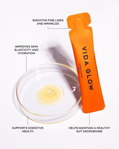 Vida Glow Liquid Collagen Skin + Gut - Tropical 15 x 12.5ml Sachets