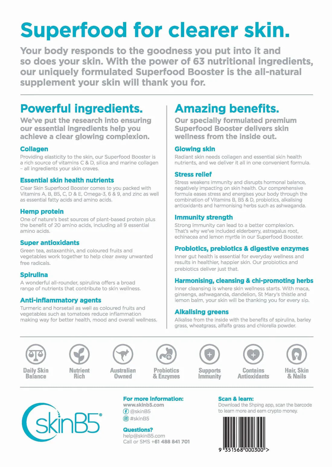 SkinB5 SkinB5 Clear Skin Superfood Booster 5g x 14 Sachets Wellness