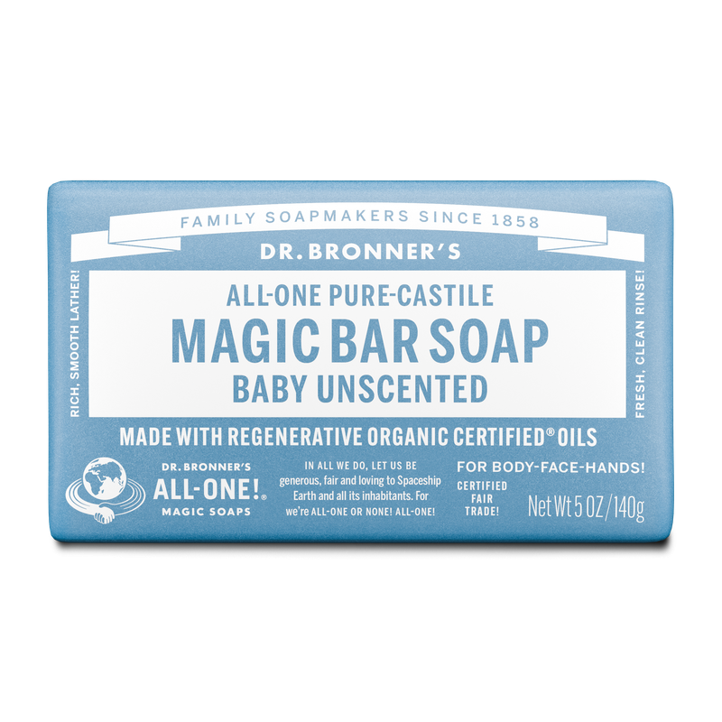 Dr. Bronner's Pure Castile Bar Soap - Baby Unscented 140g