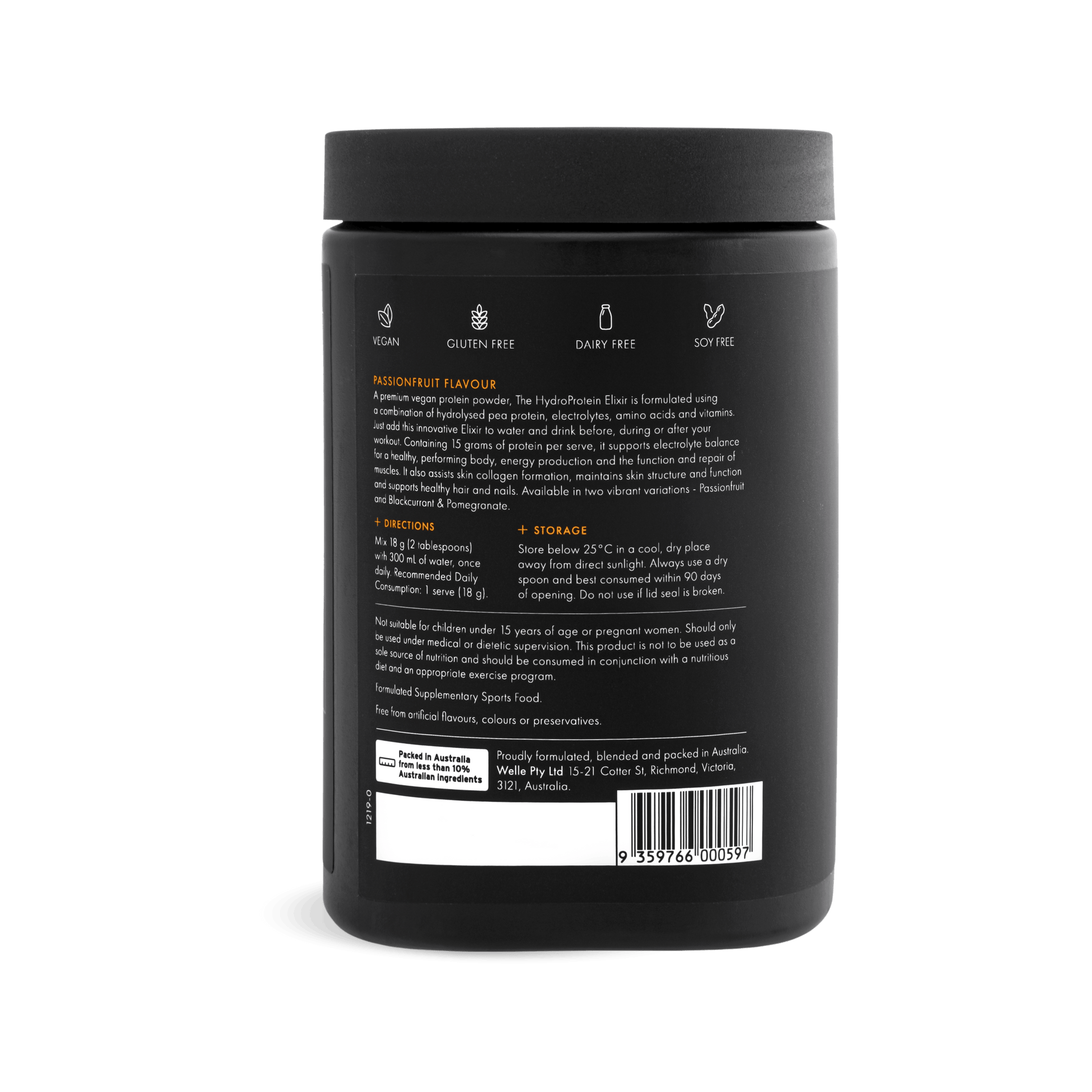 WelleCo WelleCo The HydroProtein Elixir - Passionfruit 270g