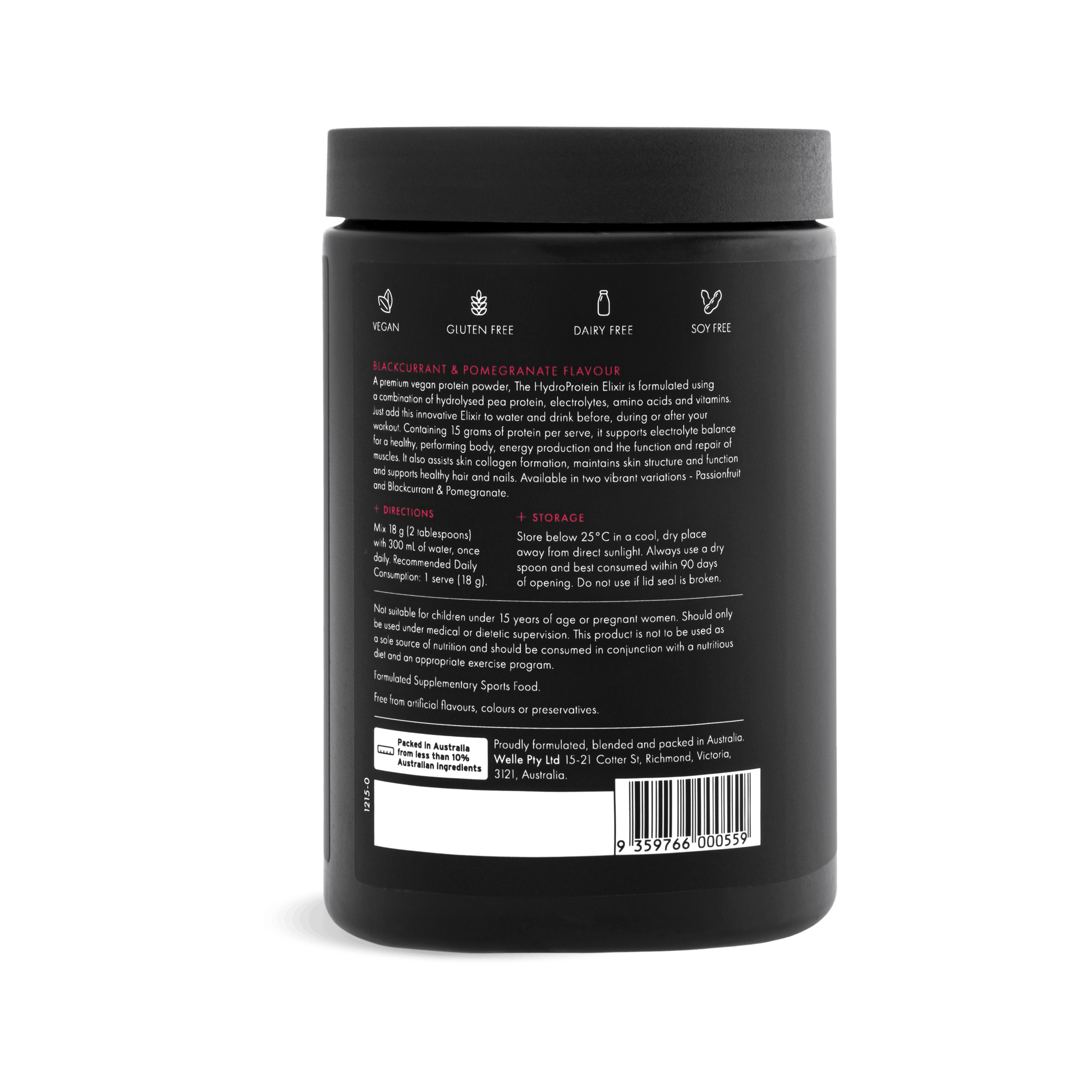 WelleCo WelleCo The HydroProtein Elixir -  Pomegranate & Blackcurrant 270g